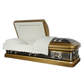 King Gold Caskets — gold 18-gauge steel with velvet interior