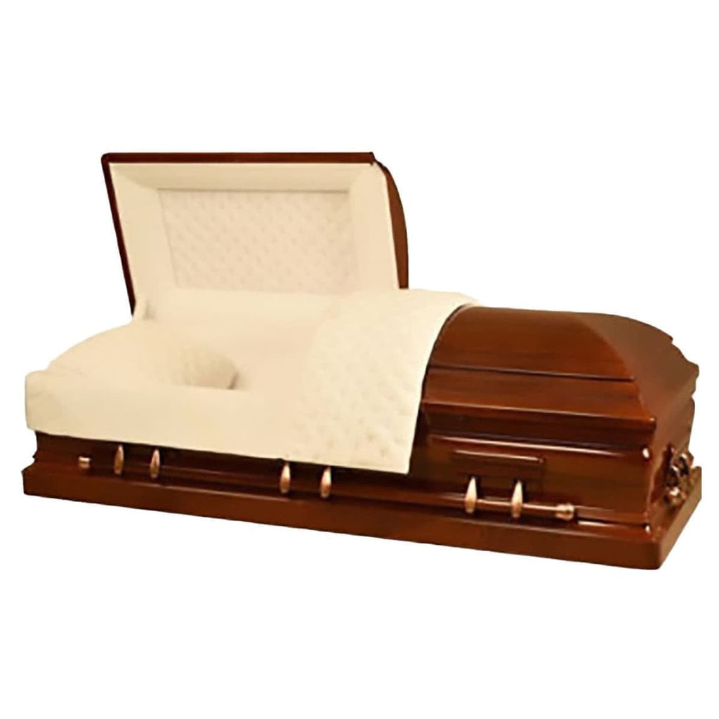Lancaster Wood Casket — beige velvet interior (view 2)