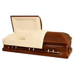 Lancaster Wood Casket — beige velvet interior (view 2)