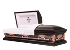 Legacy Harmony casket — dark orchid 18-gauge steel with pink velvet interior (view 2)