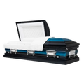 Legacy Series Blue casket — blue 18-gauge steel with white velvet interior