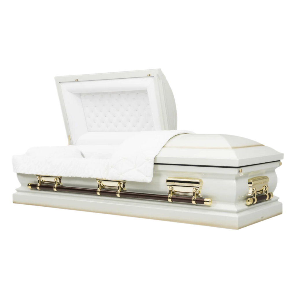 Legacy Series White casket — white 18-gauge steel with white velvet interior (view 2)