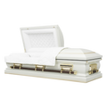 Legacy Series White casket — white 18-gauge steel with white velvet interior
