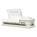 Legacy Series White casket — white 18-gauge steel with white velvet interior