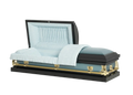Lenox Series Blue casket — light blue 20-gauge steel with blue crepe interior