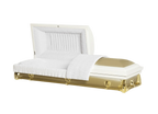 Lenox Series White/Gold casket — gold 20-gauge steel with white crepe interior (view 2)