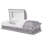 Lincoln casket — silver 20-gauge steel with white crepe interior (view 2)