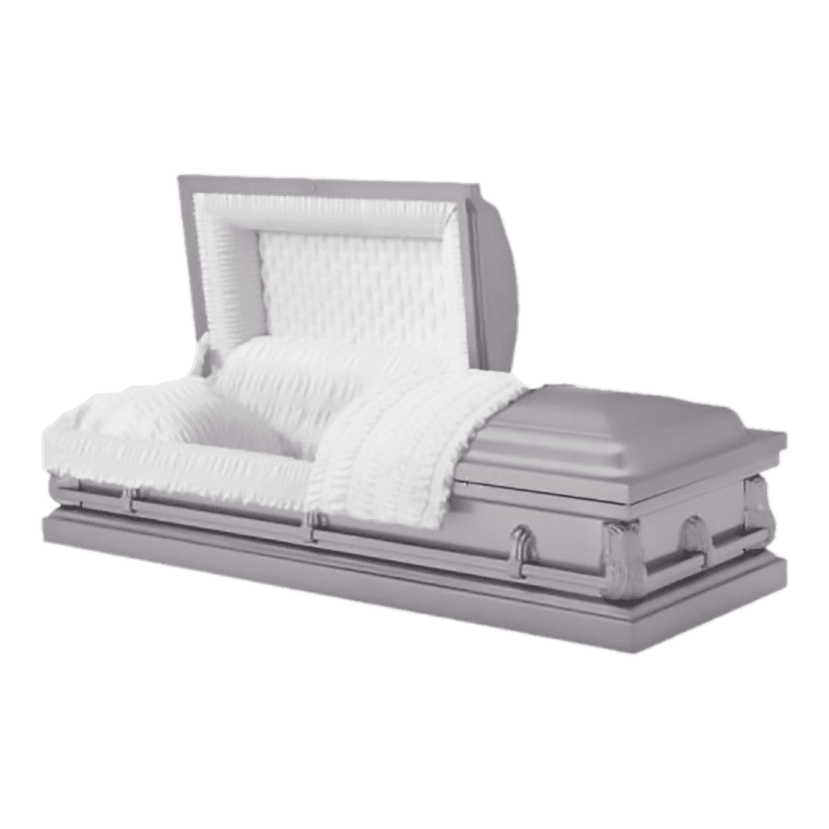 Lincoln casket — silver 20-gauge steel with white crepe interior
