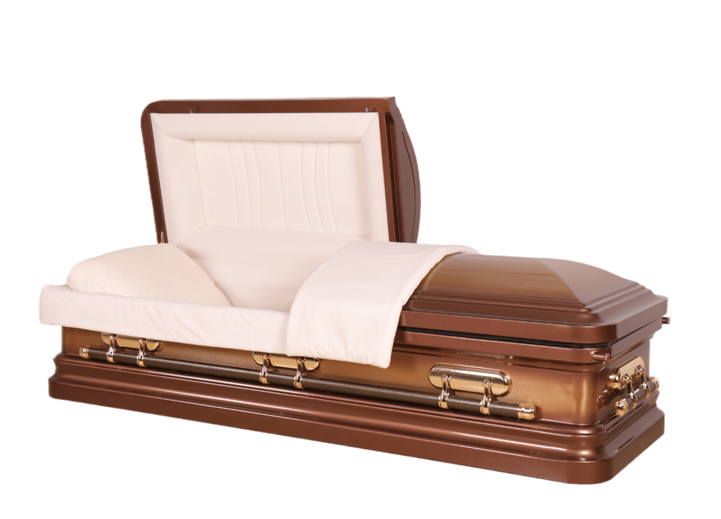 Mars Constance casket — copper 18-gauge steel with ivory velvet interior (view 2)
