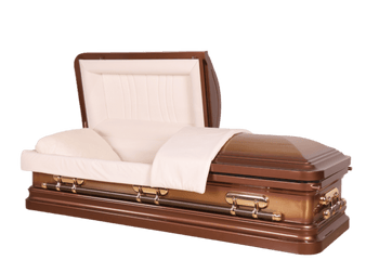 Mars Constance casket — copper 18-gauge steel with ivory velvet interior