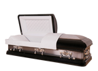 Mars Midnight casket — black 18-gauge steel with white velvet interior (view 2)