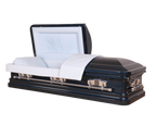 Mars Venetian Blue casket — blue 18-gauge steel with blue velvet interior (view 2)