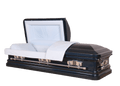 Mars Venetian Blue casket — blue 18-gauge steel with blue velvet interior