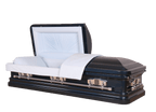 Mars Venetian Blue casket — blue 18-gauge steel with blue velvet interior