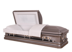 Mars Venetian Gray casket — gray 18-gauge steel with white velvet interior (view 2)