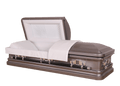 Mars Venetian Gray casket — gray 18-gauge steel with white velvet interior