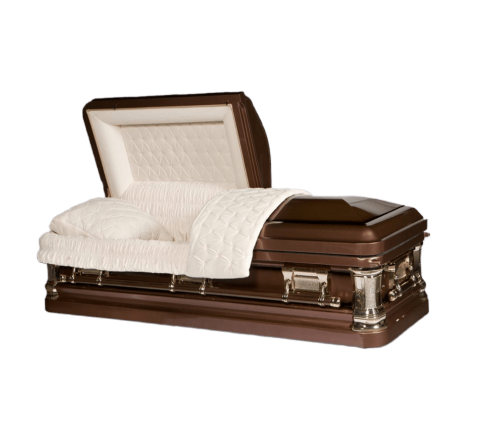 Delta SeriesCopper casket — bronze 18-gauge steel with ivory velvet interior (view 2)