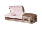 Delta Series Rose Pink casket — lavender 18-gauge steel with pink velvet interior (view 2)