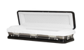 Casket Series Ebony and Silver Brush Full Couch — black 18-gauge steel with white velvet interior