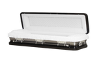 Casket Series Ebony and Silver Brush Full Couch — black 18-gauge steel with white velvet interior