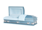Mercury Series Blue casket — blue 20-gauge steel with blue crepe interior (view 2)