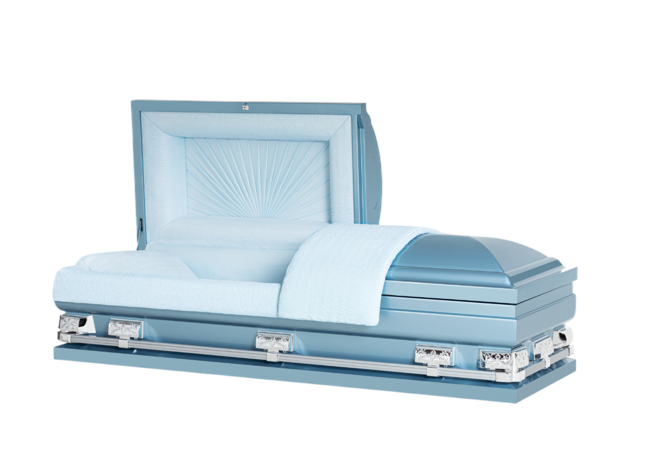 Mercury Series Blue casket — blue 20-gauge steel with blue crepe interior (view 2)