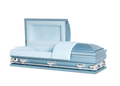 Mercury Series Blue casket — blue 20-gauge steel with blue crepe interior