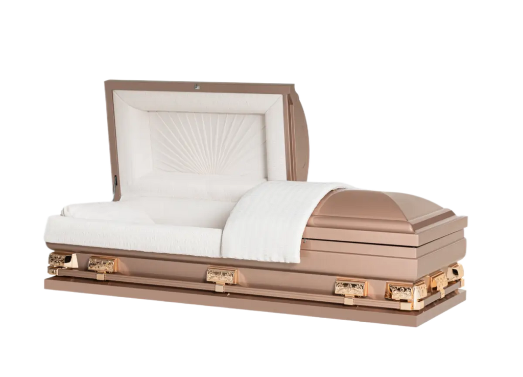 Mercury Series Copper casket — copper 20-gauge steel with ivory crepe interior