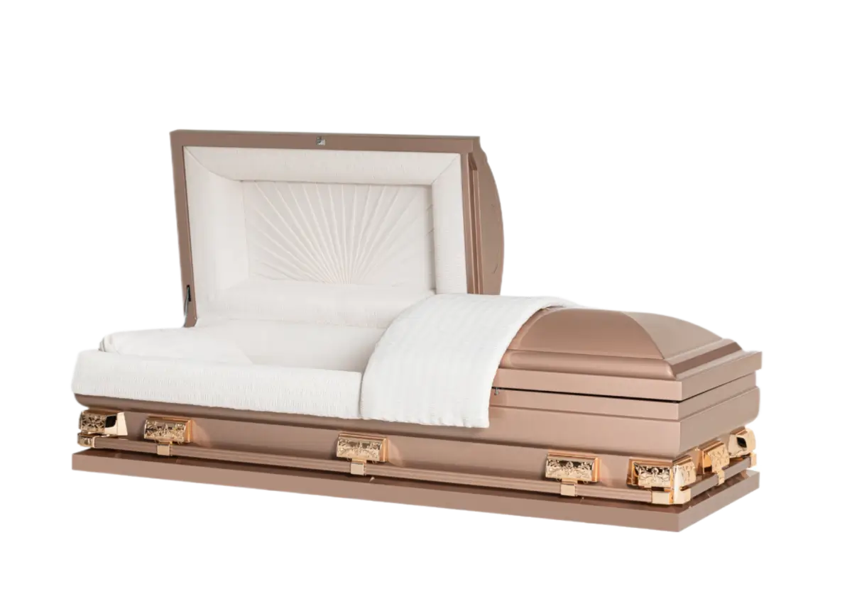 Mercury Series Copper casket — copper 20-gauge steel with ivory crepe interior
