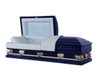 Mercury Series Navy Blue casket — navy blue 20-gauge steel with blue crepe interior (view 2)