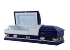 Mercury Series Navy Blue casket — navy blue 20-gauge steel with blue crepe interior