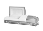 Mercury Series Silver casket — silver 20-gauge steel with white crepe interior (view 2)