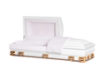 Mercury Series White and Pink casket — white 20-gauge steel with pink crepe interior