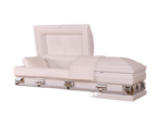 Mercury White/Silver casket — white 20-gauge steel with white crepe interior (view 2)