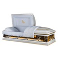 Mirror Gold Metal Casket — gold 18-gauge steel with white velvet interior