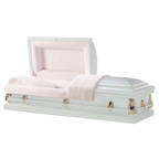 Monroe White casket — white 20-gauge steel with pink interior (view 2)