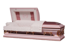 Mother Pink casket — pink 18-gauge steel with pink velvet interior (view 2)
