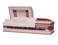 Mother Pink casket — pink 18-gauge steel with pink velvet interior