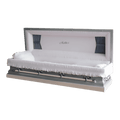 Discount Caskets Series Mother Rose Full Couch — pink 18-gauge steel with pink velvet interior