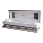 Discount Caskets Series Mother Rose Full Couch — pink 18-gauge steel with pink velvet interior