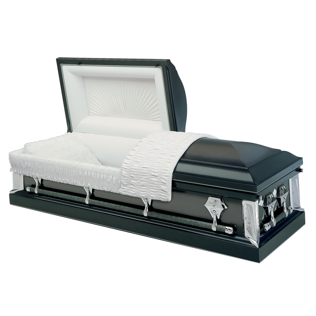 Batesville Neopolitan Gray Casket — gray 18-gauge steel with silver crepe interior (view 2)