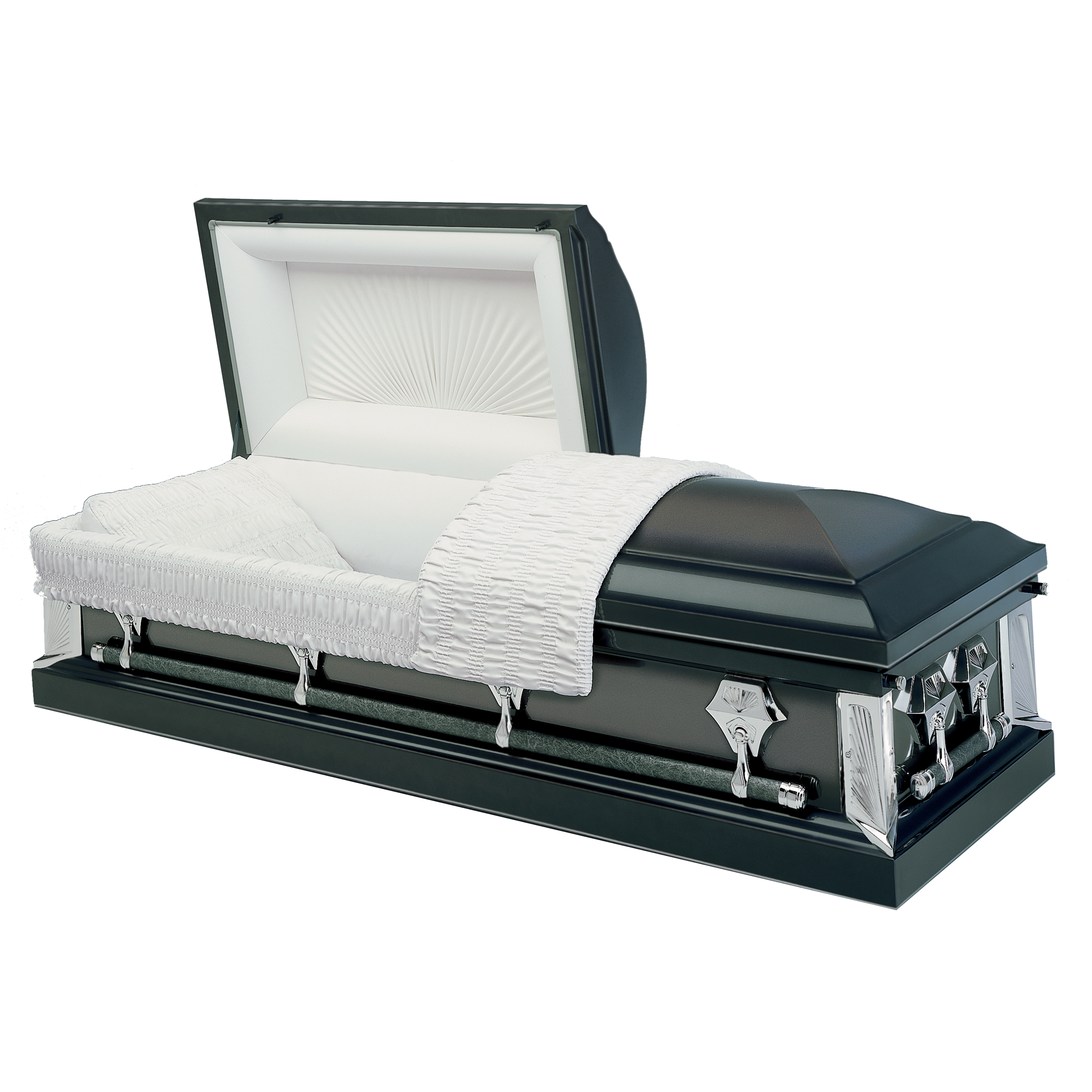 Batesville Neopolitan Gray Casket — gray 18-gauge steel with silver crepe interior (view 2)
