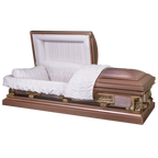 New York Pieta Topaz casket — brown 18-gauge steel with white velvet interior (view 2)