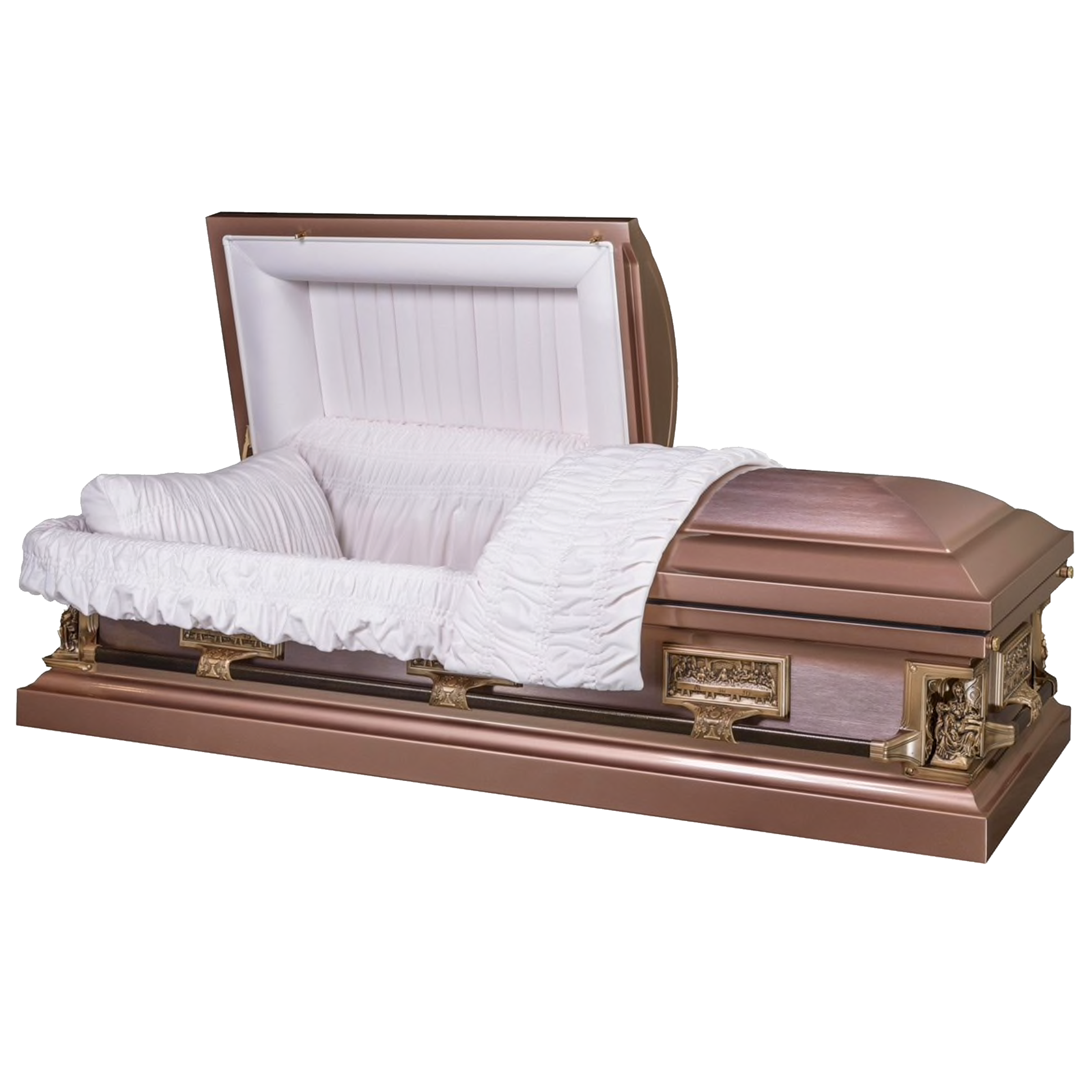 New York Pieta Topaz casket — brown 18-gauge steel with white velvet interior (view 2)