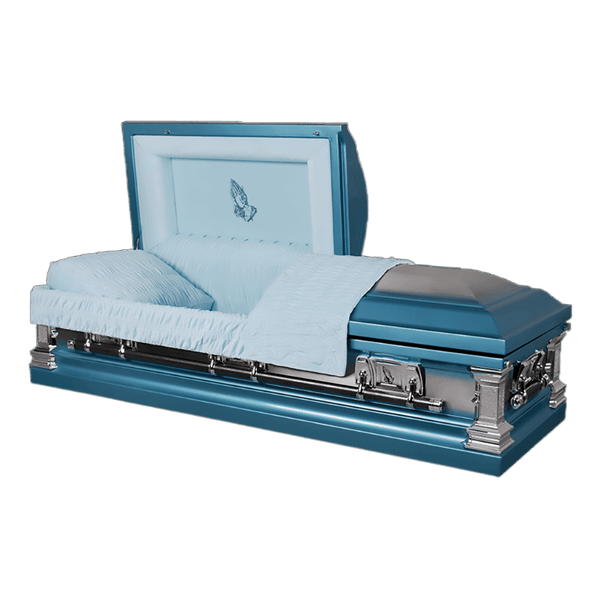 Noble Blue Stainless Steel casket — blue velvet interior