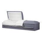 Norfolk Cremation casket — purple steel with ivory crepe interior (view 3)