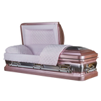 Onyx Rose Metal Casket — rose 18-gauge steel with pink velvet interior (view 2)
