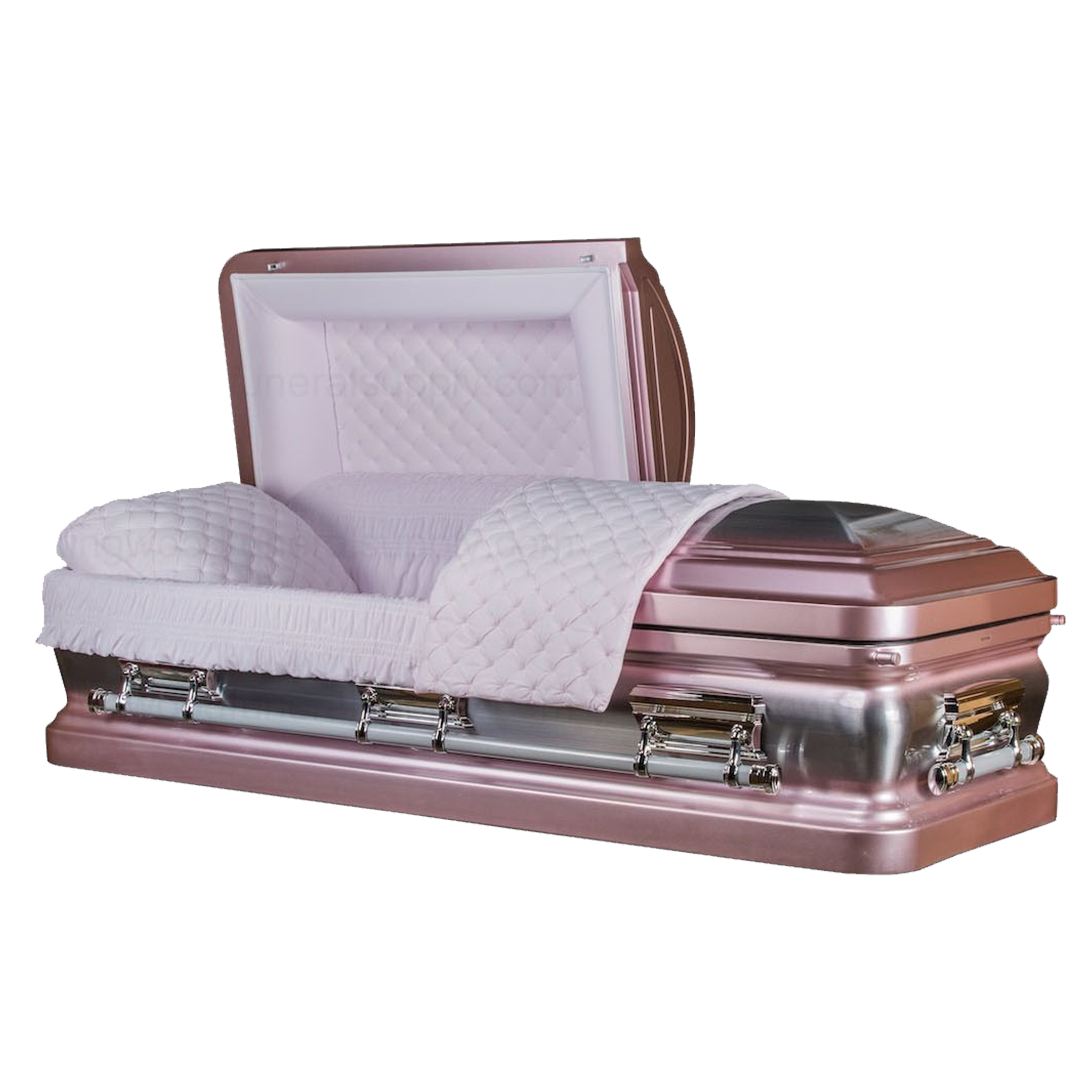 Onyx Rose Metal Casket — rose 18-gauge steel with pink velvet interior (view 2)