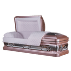 Onyx Rose Metal Casket — rose 18-gauge steel with pink velvet interior