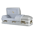 Onyx White Metal Casket — white 18-gauge steel with white velvet interior
